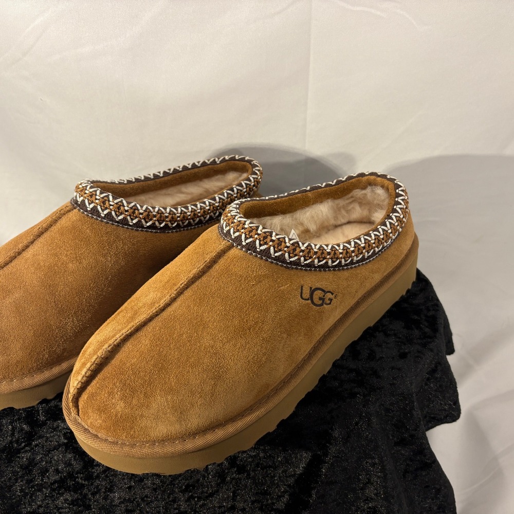 UGG Tasman Slippers 5955 Chestnut UGGpure Wool Treadlite Sole Size 9